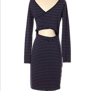 Black swan striped back cutout dress